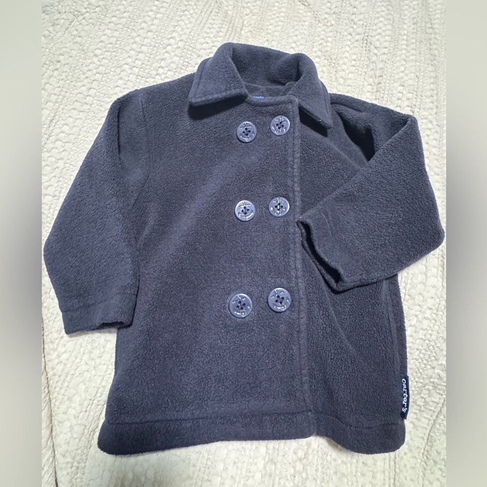Vintage Carter’s Fleece Double-Breasted Navy Jacket with Nautical Button Details